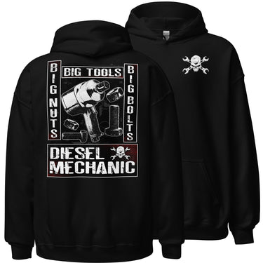 Diesel Mechanic Big Tools Hoodie Sweatshirt in black